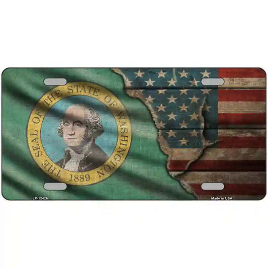 Washington American Flags Vintage Look Metal Sign