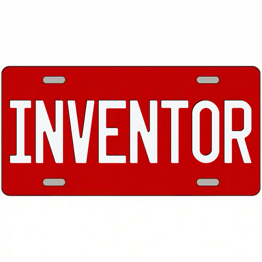 Inventor White and Red Metal Sign