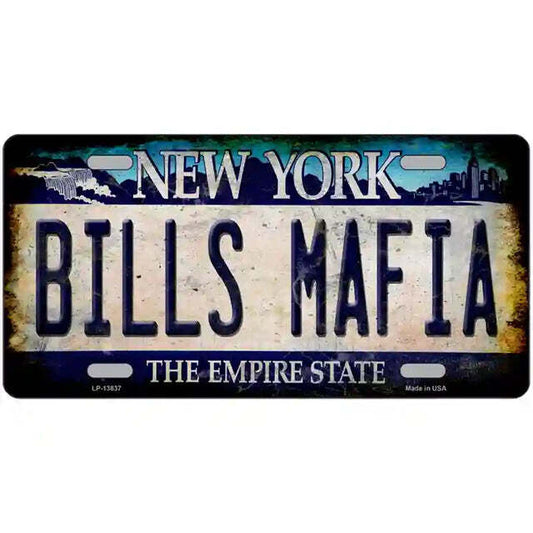 Bills Mafia Rusty Look New York Blue Metal Sign