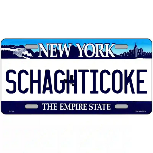Schaghticoke New York Blue Metal Sign