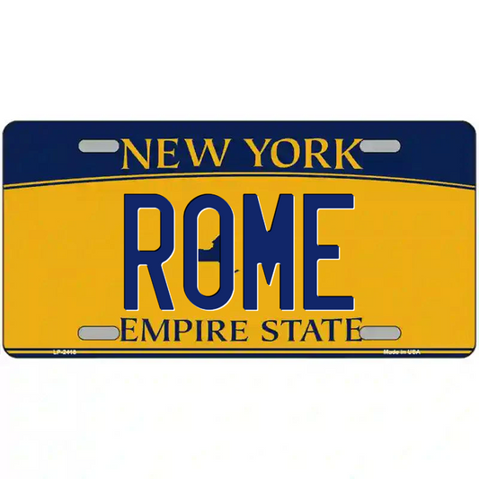 Rome New York Yellow Metal Sign