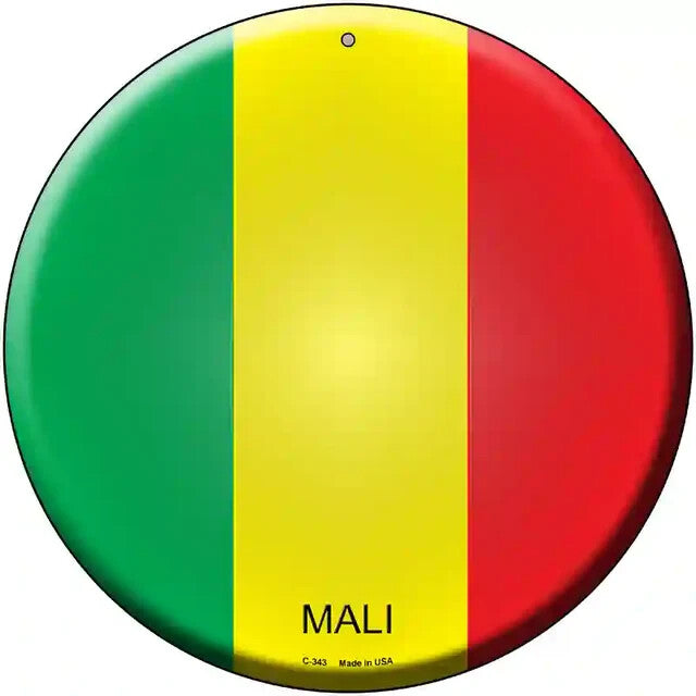 Mali Flag 12" Circle Metal Sign