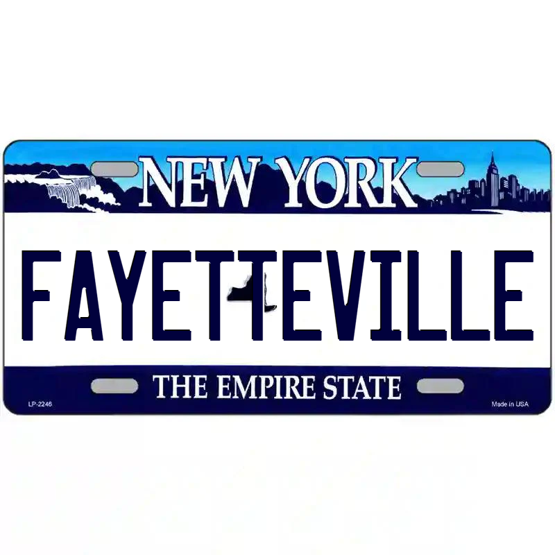Fayetteville New York Blue Metal Sign