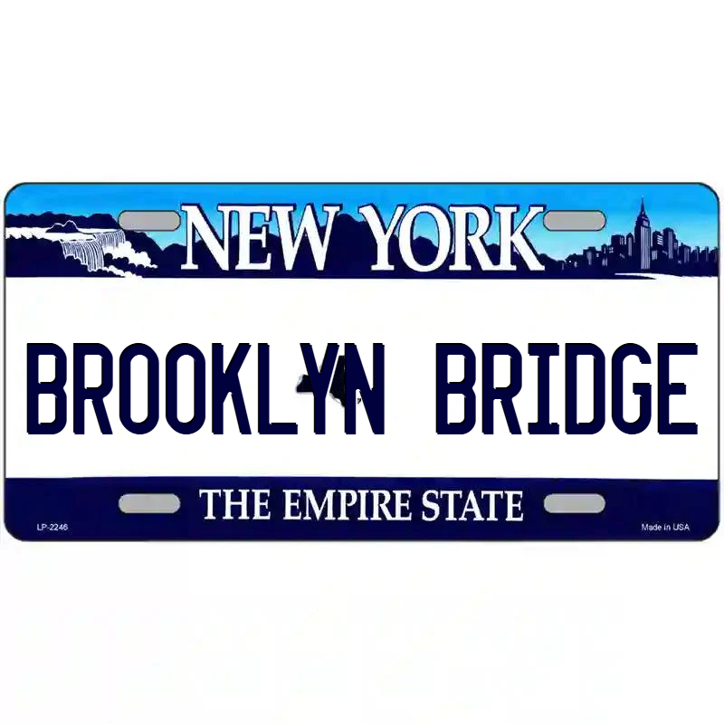 Brooklyn Bridge New York Blue Metal Sign