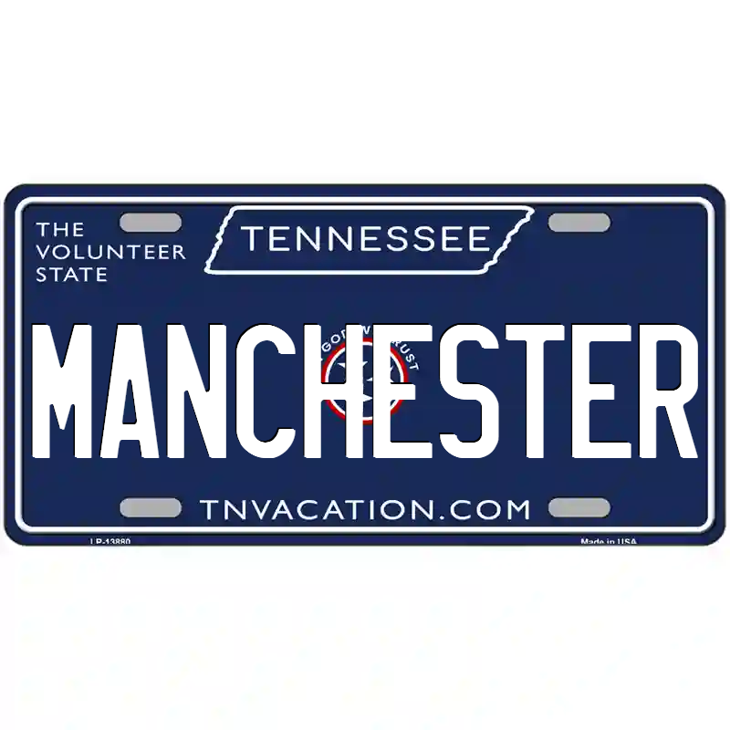 Manchester Tennessee Blue Metal Sign