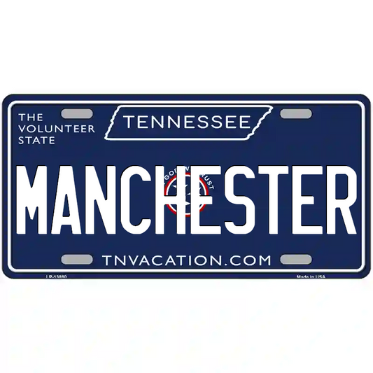 Manchester Tennessee Blue Metal Sign