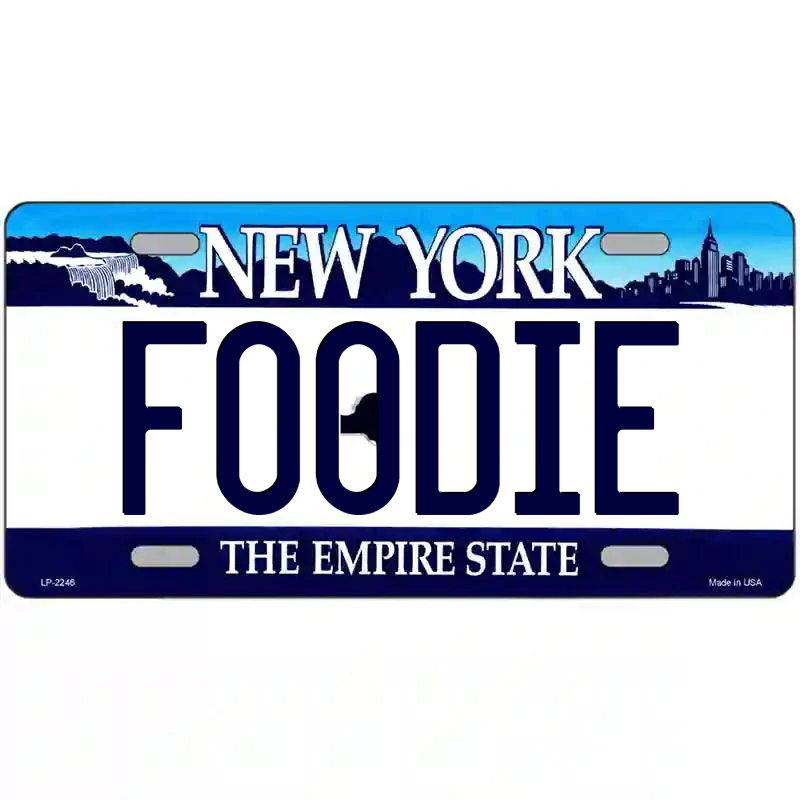 Foodie New York Blue Metal Sign