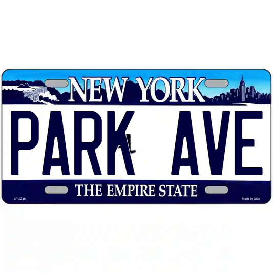 Park Ave New York Blue Metal Sign