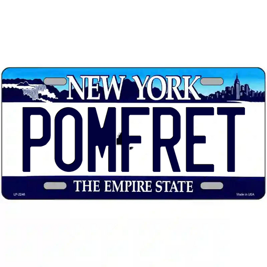 Pomfret New York Blue Metal Sign