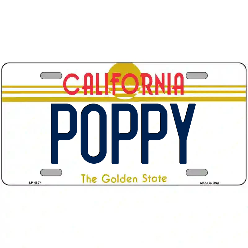 Poppy California Metal Sign