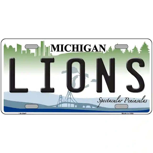 Lions Michigan Metal Sign