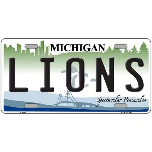 Lions Michigan Metal Sign