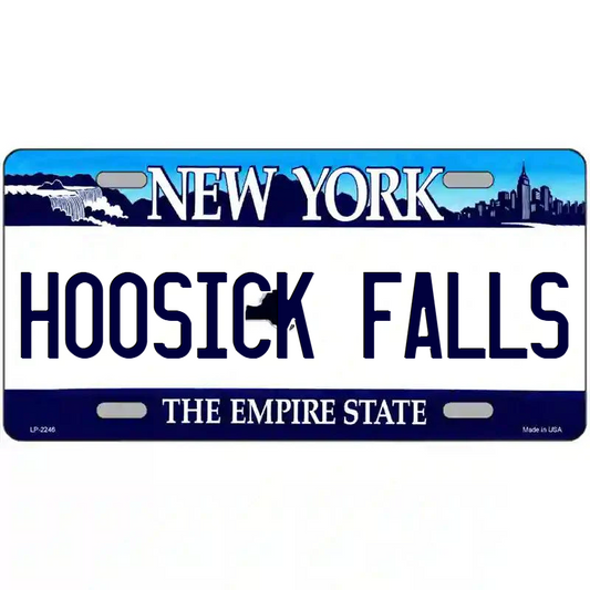 Hoosick Falls New York Blue Metal Sign