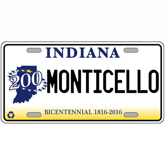 Monticello Indiana Bicentennial Metal Sign