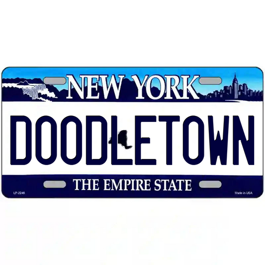 Doodletown New York Blue Metal Sign