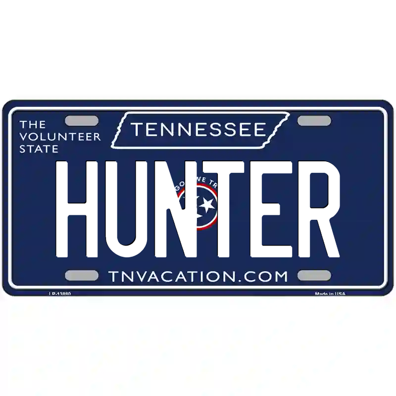 Hunter Tennessee Blue Metal Sign