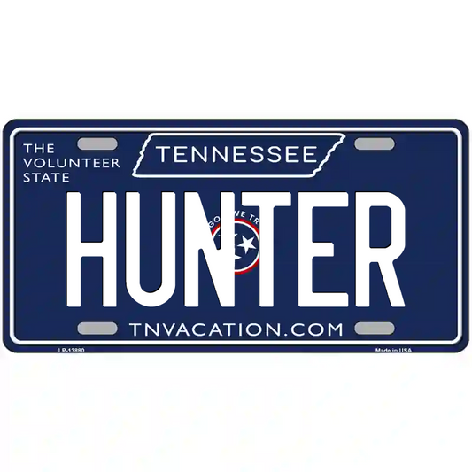 Hunter Tennessee Blue Metal Sign