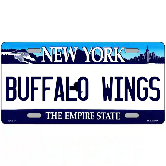 Buffalo Wings New York Blue Metal Sign