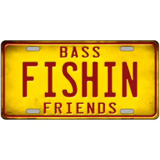 Bass Fishin' Friends Metal Sign