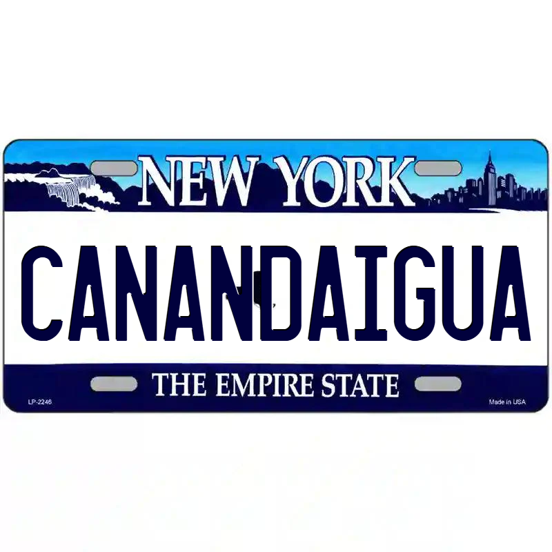 Canadaigua New York Blue Metal Sign