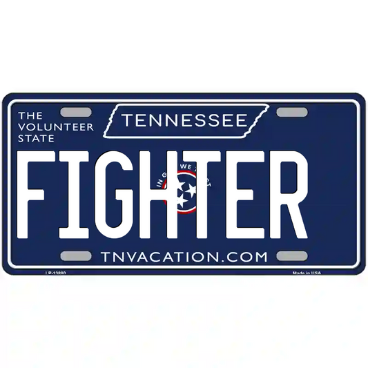 Fighter Tennessee Blue Metal Sign