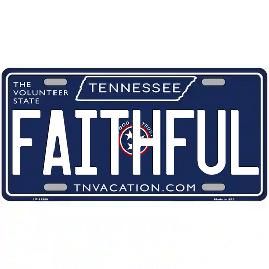 Faithful Tennessee Blue Metal Sign