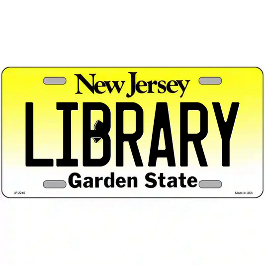Library New Jersey Metal Sign