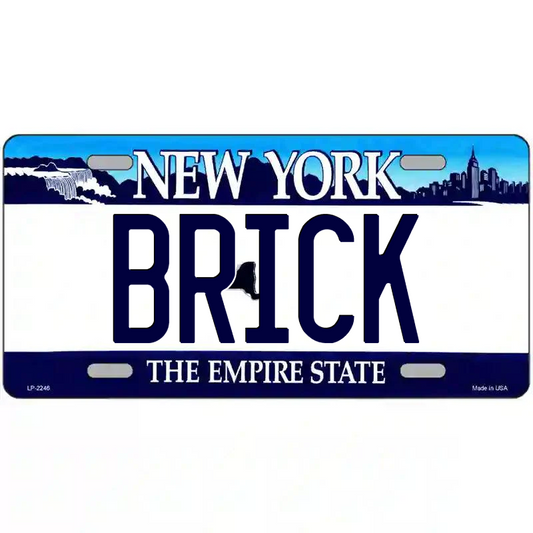 Brick New York Blue Metal Sign