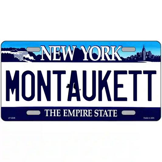 Montaukett New York Blue Metal Sign