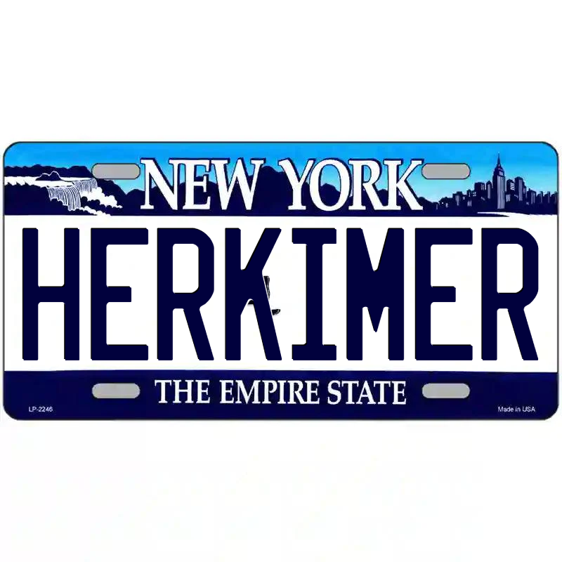 Herkimer New York Blue Metal Sign