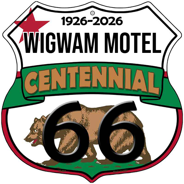 Wigwam Motel California Flag Route 66 Centennial Highway Shield Metal
