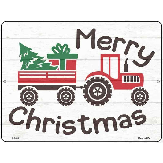Merry Christmas Tractor Parking Sign 9 X 12