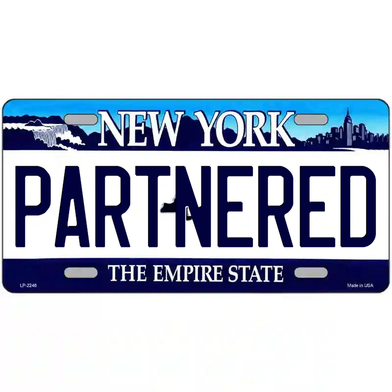 Partnered New York Blue Metal Sign