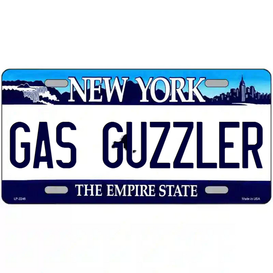 Gas Guzzler New York Blue Metal Sign