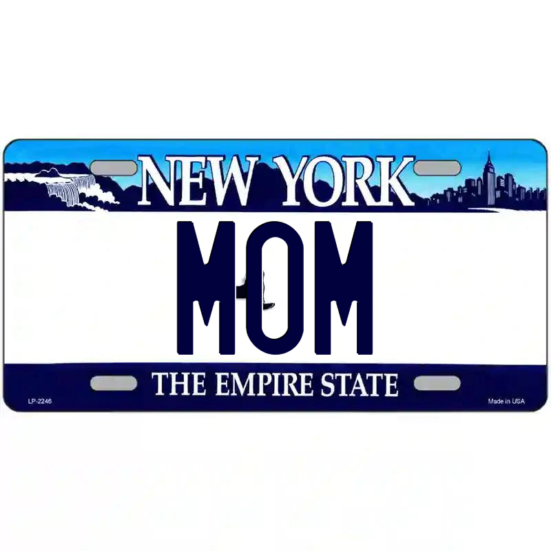 Mom New York Blue Metal Sign