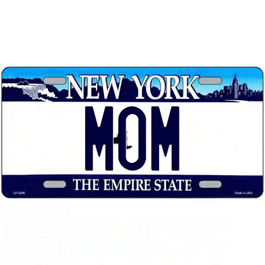 Mom New York Blue Metal Sign