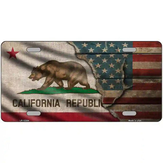 California American Flags Vintage Look Metal Sign