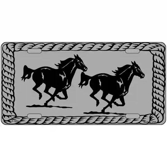 Two Horses Running Metal Sign