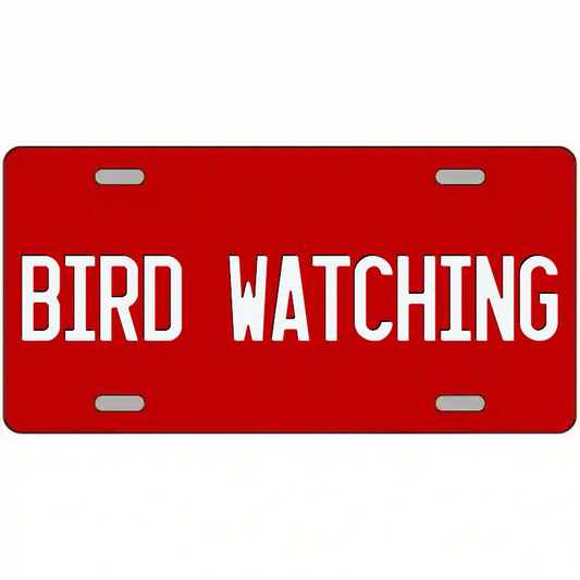 Bird Watching White on Red Metal Sign