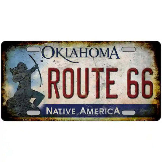 Route 66 Rusty Look Oklahoma Metal Sign