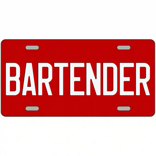 Bartender White on Red Metal Sign