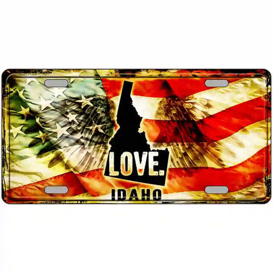 Idaho Love American Flag Metal Sign