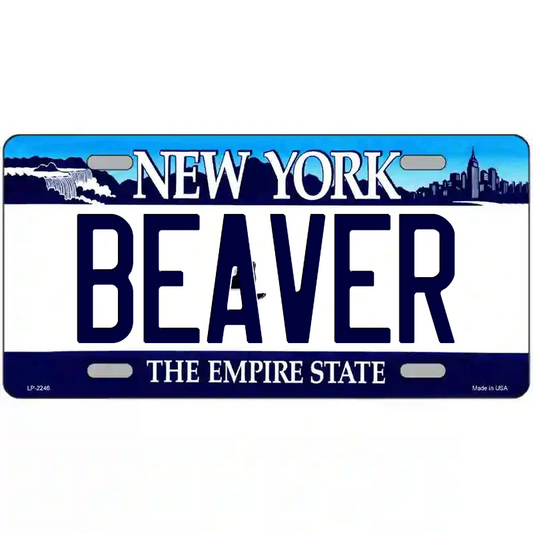 Beaver New York Blue Metal Sign