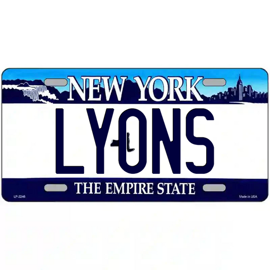 Lyons New York Blue Metal Sign