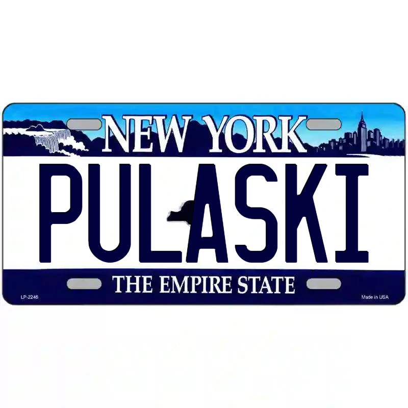 Pulaski New York Blue Metal Sign