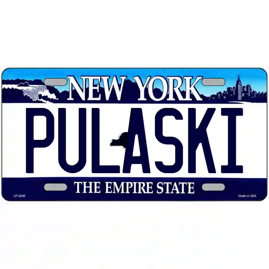Pulaski New York Blue Metal Sign