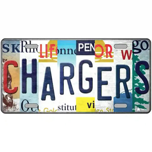 Chargers Strip Art Metal Sign