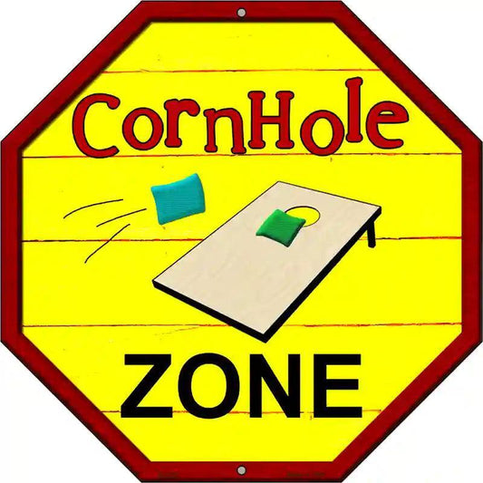 Cornhole Zone 12" Octagon Metal Sign