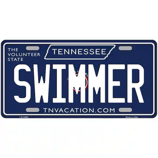 Swimmer Tennessee Blue Metal Sign