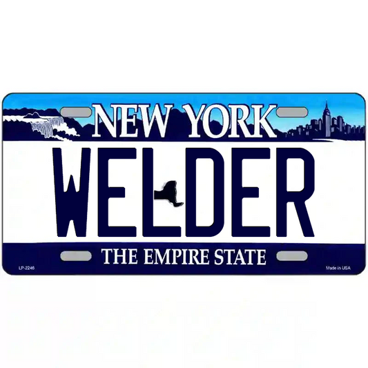Welder New York Blue Metal Sign